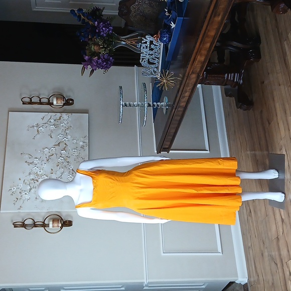 Zara Women's Orange Cotton Plopin Midi Dress. Size S - Picture 14 of 17